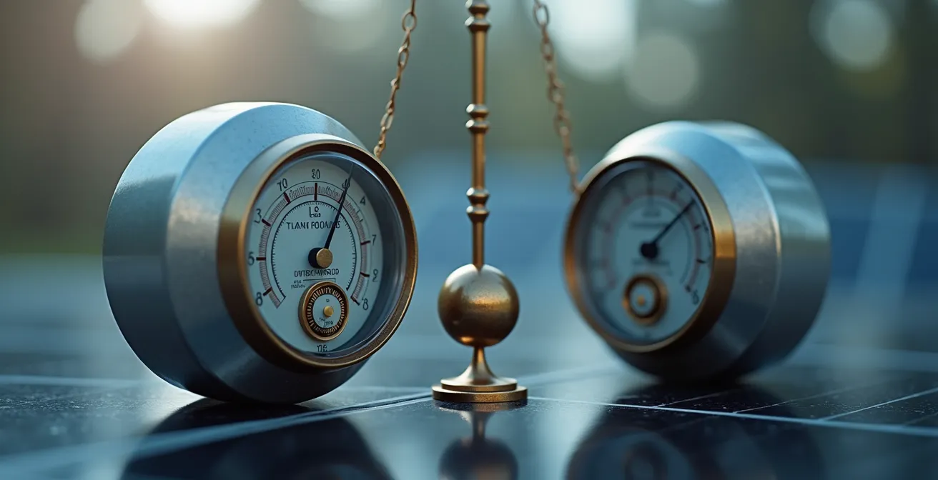 Graphique de production solaire montrant la courbe en canard californienne