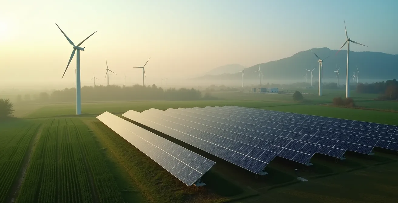 Microgrid communautaire avec panneaux solaires et batteries de stockage